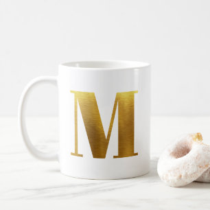 Goldene Faux-Folie-Monogramm M Kaffeetasse