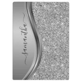 Goldene Faux-Glitter-Handschrift-Metall-Monogramm  Klemmbrett (Rückseite)