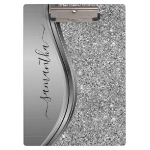 Goldene Faux-Glitter-Handschrift-Metall-Monogramm  Klemmbrett