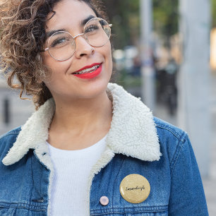 Goldene Faux Glitter-Monogramm-Name Button