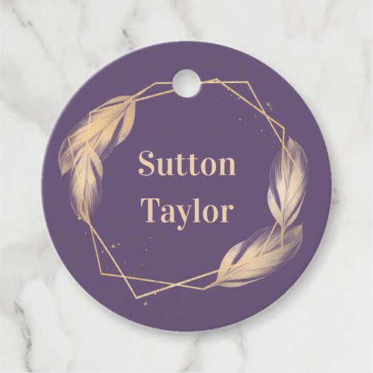 Goldene Federn auf dem Planeten Geschenkanhänger (Vorderseite)