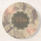 Goldene Federn auf Gold-Rose Personalisiert Getränkeuntersetzer (Vorne)