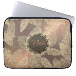 Goldene Federn auf Gold-Rose Personalisiert Laptopschutzhülle