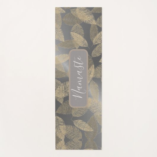 Goldene Federn auf Sleek Silver Personalisiert Yogamatte (Vorderseite)