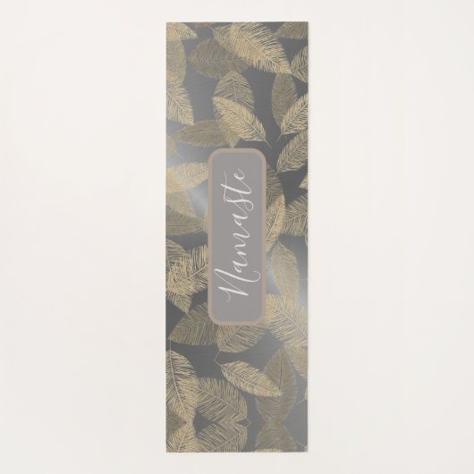 Goldene Federn auf Sleek Silver Personalisiert Yogamatte (Rückseite)