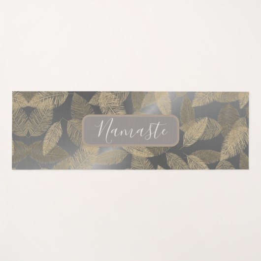 Goldene Federn auf Sleek Silver Personalisiert Yogamatte (Vorderseite (Horizontal))