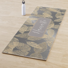 Goldene Federn auf Sleek Silver Personalisiert Yogamatte
