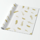 Goldene Federn Geschenkpapier (Ungerollt)