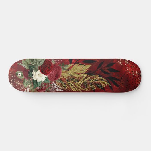 Goldene Federn und Rose D-Markenbezeichnung Skateboard (Horizontal)