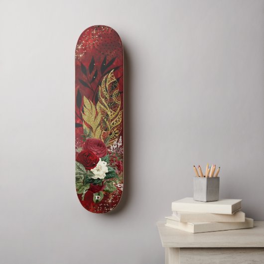 Goldene Federn und Rose D-Markenbezeichnung Skateboard (Wandkunst)