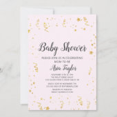 Goldene Feier auf der Pink Calligraphy Baby Dusche Einladung (Vorderseite)