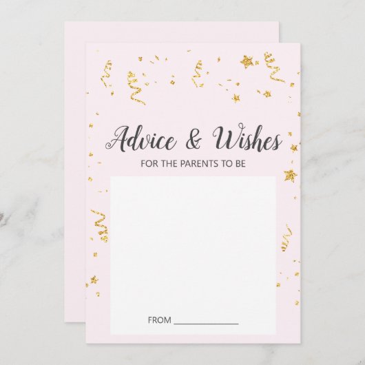 Goldene Feier auf Pink Baby Shower Advisor Cards Hinweiskarte (Vorne/Hinten)