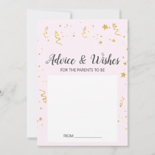 Goldene Feier auf Pink Baby Shower Advisor Cards Hinweiskarte