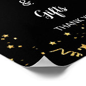 Goldene Feier auf schwarzen Karten und Geschenkzei Poster (Ecke)