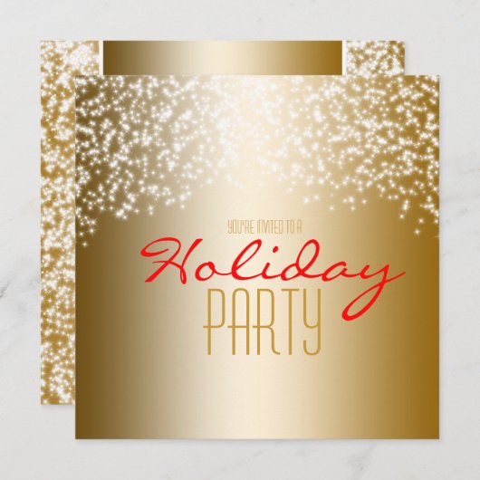Goldene Feier Glitzer Sparkle Einladung (Vorne/Hinten)
