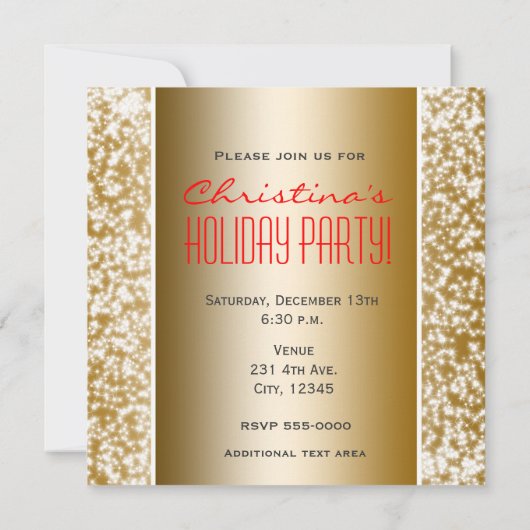 Goldene Feier Glitzer Sparkle Einladung (Rückseite)