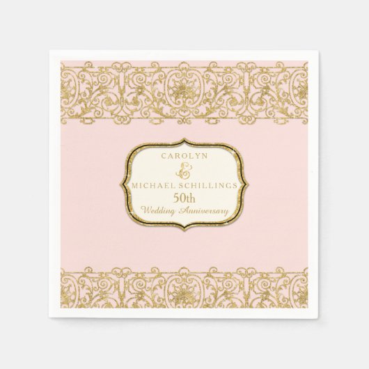 Goldene Feier zum 50. Hochzeitstag Serviette (Vorderseite)