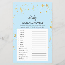 Goldene Feier zum Blue Baby Word Scramble Game Flyer