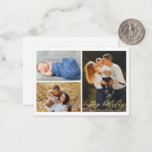 Goldene Feiertage - Goldskript 3 Fotos Collage Mitteilungskarte (Vorderseite/Rückseite Beispiel)