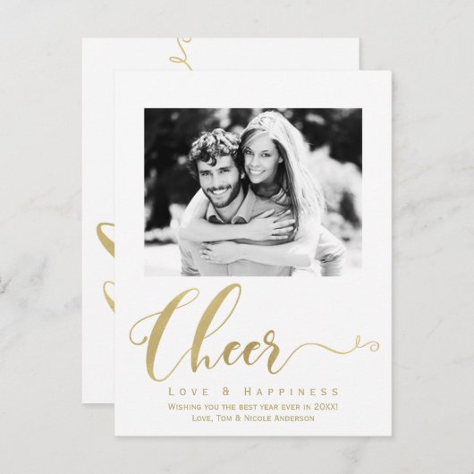 Goldene Feiertage Neujahr Foto Einladung (Vorne/Hinten)