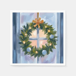 Goldene Feiertags-Kranz-Aquarell-Feiertagsmalerei Serviette