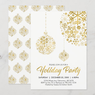 Goldene Feiertags- / Weihnachtsfeier-Einladungskar Einladung