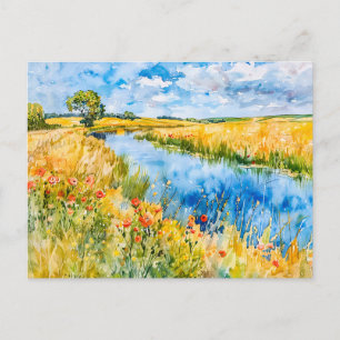 Goldene Felder an der Havel Havelland Aquarell Postkarte