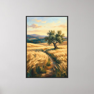 Goldene Felder — Porträtmalerei aus goldenem Weize Leinwanddruck