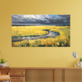 Goldene Felder und bewölkter Himmel Leinwanddruck (Insitu (Wohnzimmer))