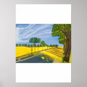 Goldene Felder und Pfad Poster