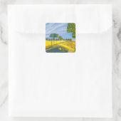Goldene Felder und Pfad Quadratischer Aufkleber (Tasche)