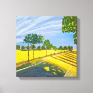 Goldene Felder und Weg Leinwanddruck