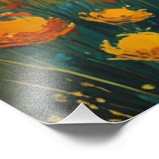 Goldene Felder unter einem lebendigen Himmel Fotodruck (Ecke)