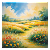 Goldene Felder unter einem lebendigen Himmel Fotodruck (Vorne)