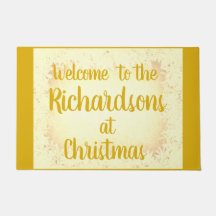 Goldene Festfrostfamilie personalisiert Willkommen