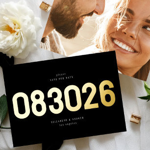 Goldene fette Typografie Foto Hochzeit Save-the-Da Folieneinladung