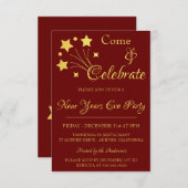 Goldene Feuerwerke - Party Einladung für neue Jahr (Vorne/Hinten)