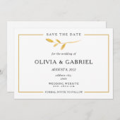 Goldene Filiale. Einfache Typografie Save The Date (Vorne/Hinten)