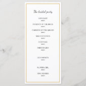 Goldene Filiale Trendy typography Wedding Programm (Rückseite)