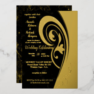 Goldene Filigran-Inspiration Folien-Einladung Folieneinladung