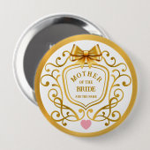 Goldene filigrane Verzierung & Schleife | Mutter d Button (Vorne & Hinten)