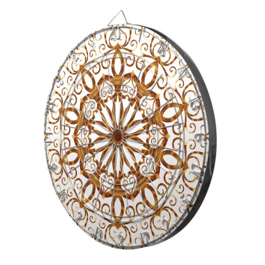 Goldene Filigree-Flake auf Weiß Dartscheibe (Vorderseite rechts)