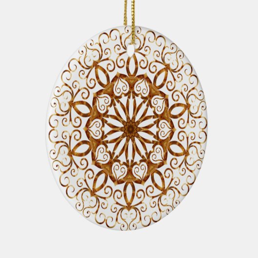 Goldene Filigree-Flake auf Weiß Keramik Ornament (Rechts)