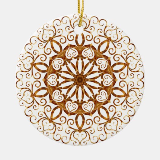 Goldene Filigree-Flake auf Weiß Keramik Ornament (Vorne)