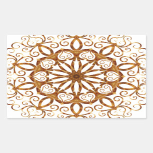 Goldene Filigree-Flake auf Weiß Rechteckiger Aufkleber