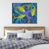 Goldene Fische, Blau und Gelb, Unterwasser Leinwanddruck (Insitu (Schlafzimmer))