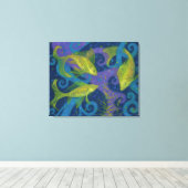 Goldene Fische, Blau und Gelb, Unterwasser Leinwanddruck (Insitu (Holzboden))