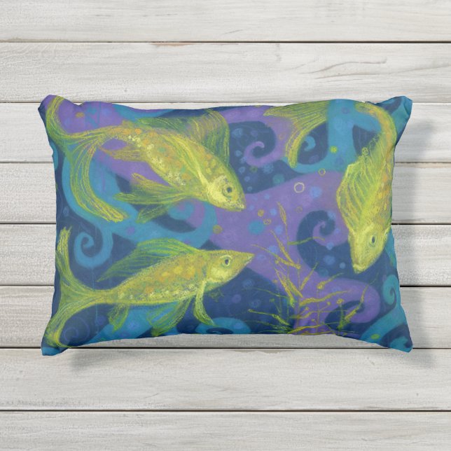 Goldene Fische, Fische, Fische, Unterwasser Kissen Für Draußen (Vorderseite)