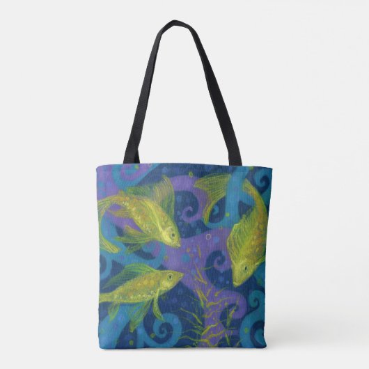 Goldene Fische Fischen Unterwasser Tasche (Rückseite)