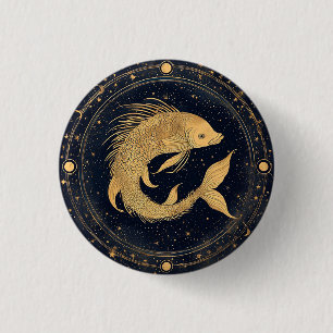 Goldene Fische-Zodiak Illustration Button